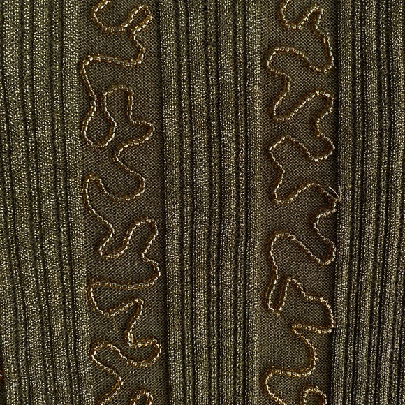 Vintage ESCADA Metallic Olive Green Knit Sweater Sleeveless Pullover Top 38 READ - Picture 7 of 8